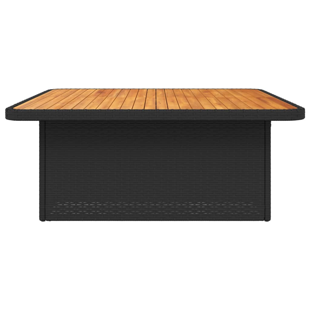 Vrtni stol crni 110 x 110 x 71 cm poliratan i bagremovo drvo