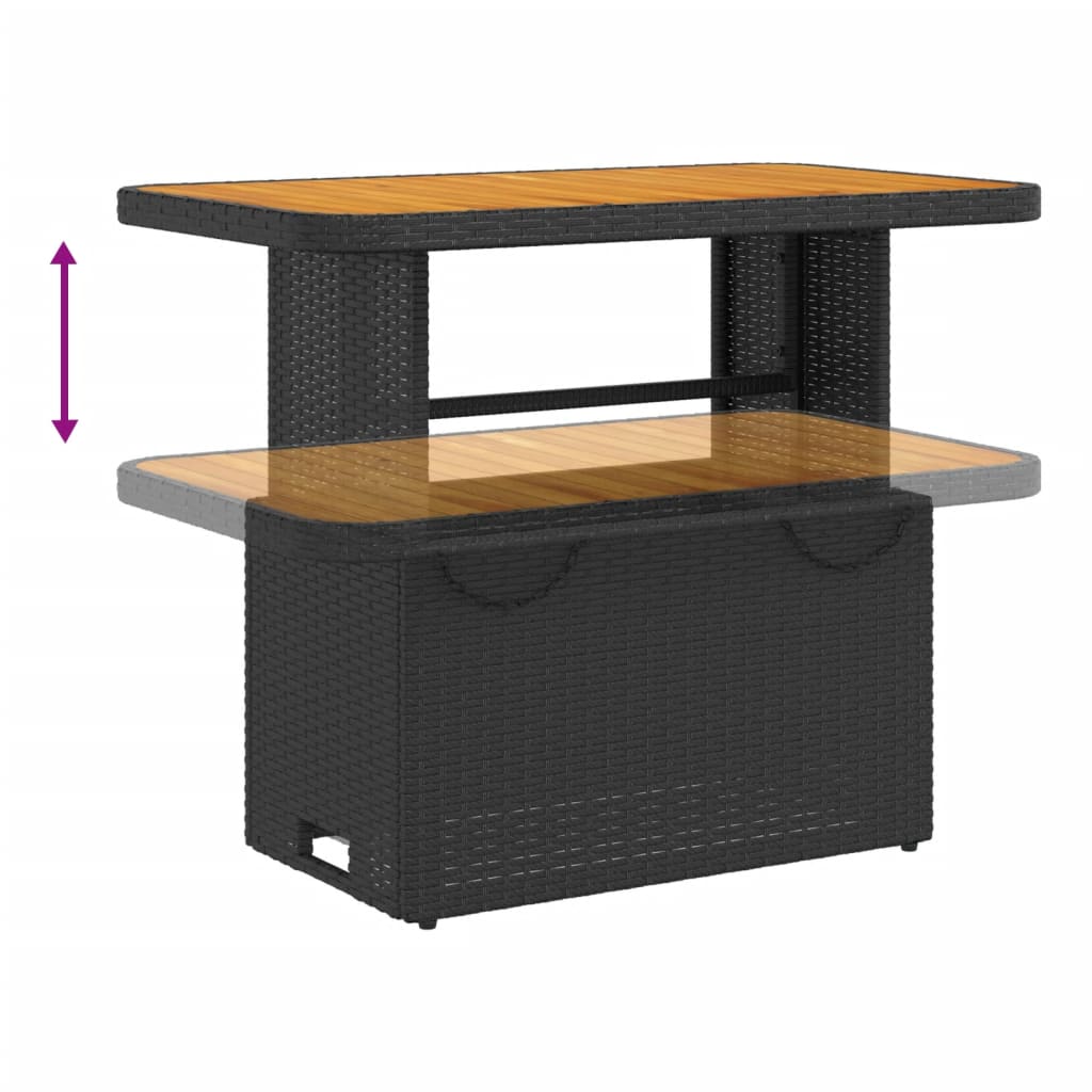 Vrtni stol crni 90 x 55 x 71 cm od poliratana i bagremovog drva
