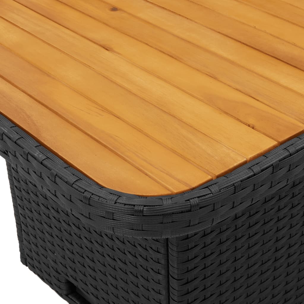 Vrtni stol crni 90 x 55 x 71 cm od poliratana i bagremovog drva
