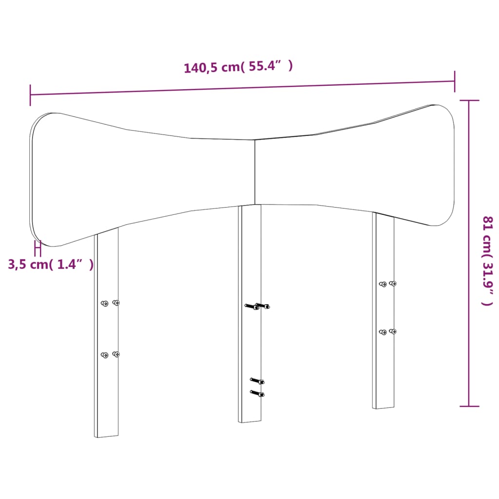 Uzglavlje bijelo 135 cm od masivne borovine