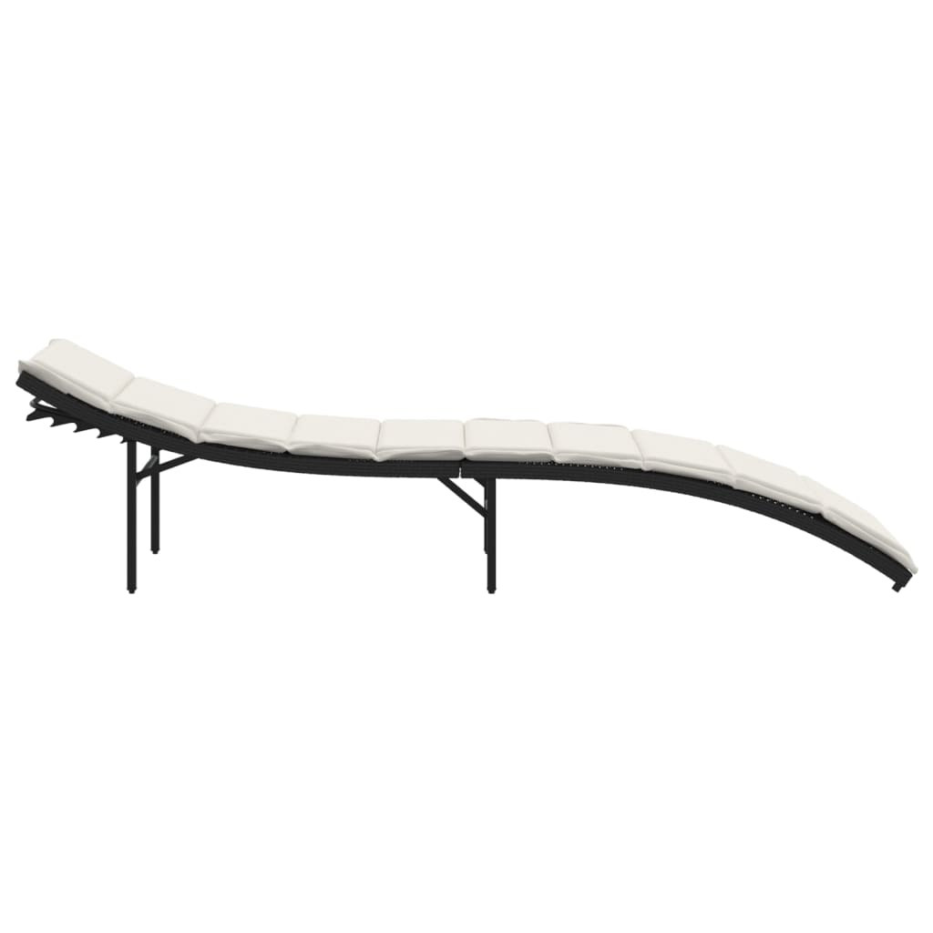 Ležaljka za sunčanje s jastukom crna 55 x 199 x 50 cm poliratan