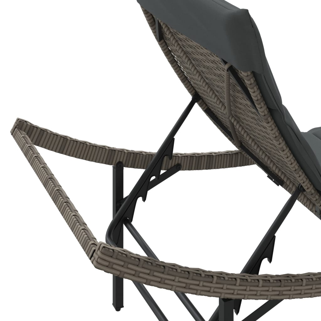 Ležaljke za sunčanje sa stolićem 2 kom sive od poliratana