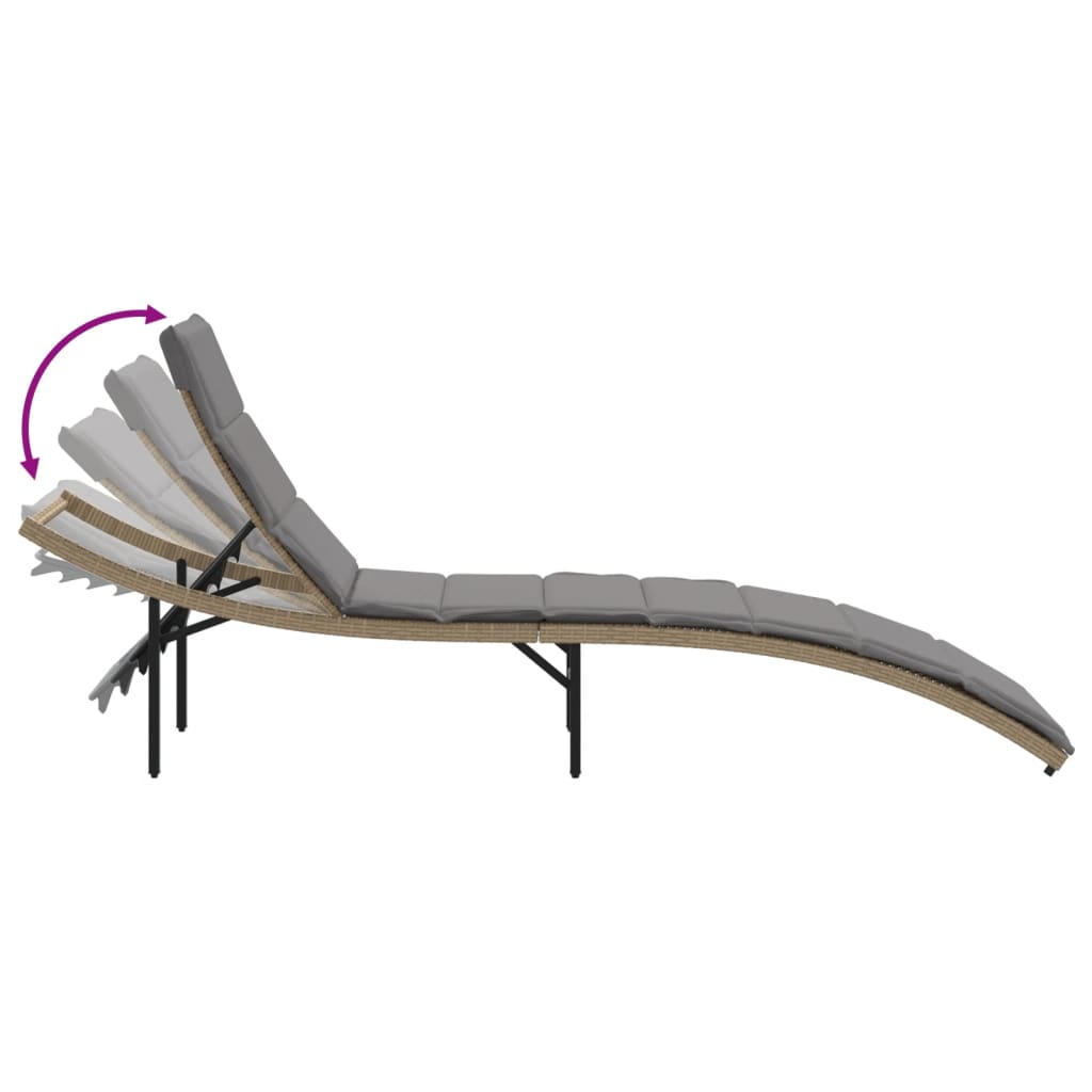 Ležaljke za sunčanje sa stolićem 2 kom bež od poliratana