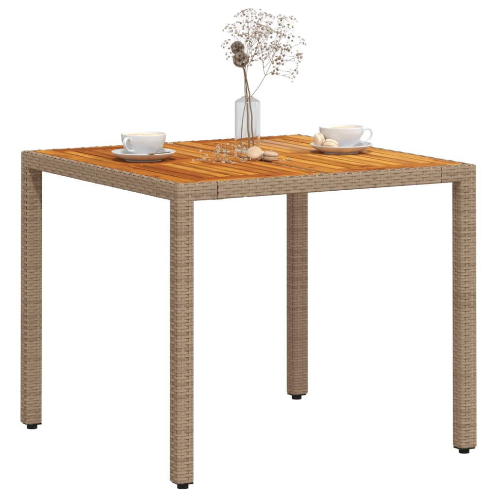 Vrtni stol bež 90 x 90 x 75 cm od poliratana i bagremovog drva