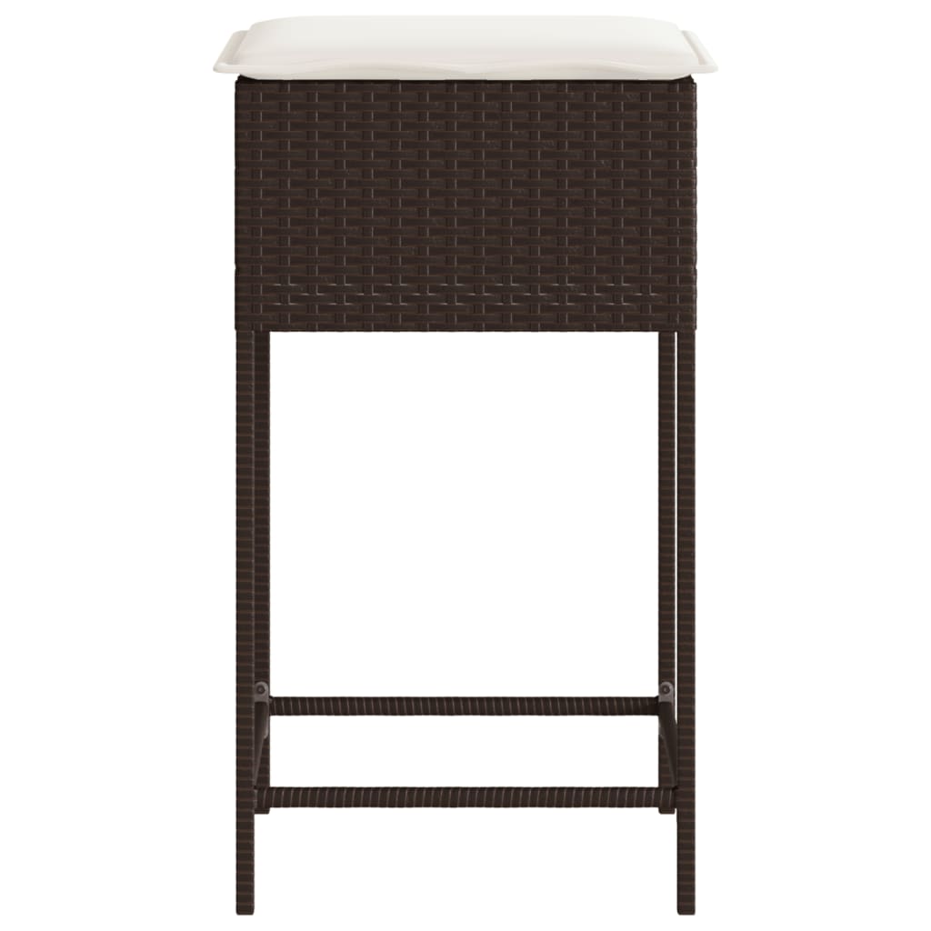 Vrtni barski stolci s jastucima 2 kom smeđi od poliratana