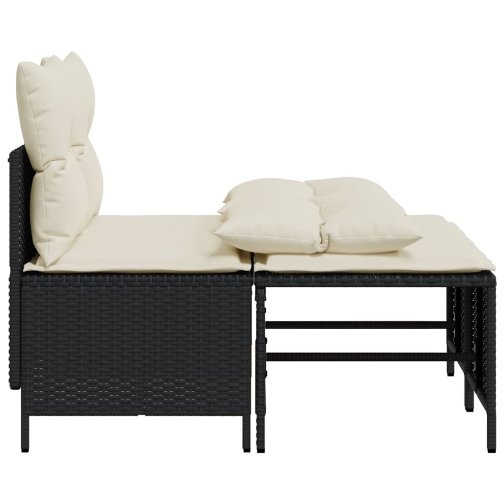 4-dijelni set vrtnih sofa od poliratana s jastucima crni