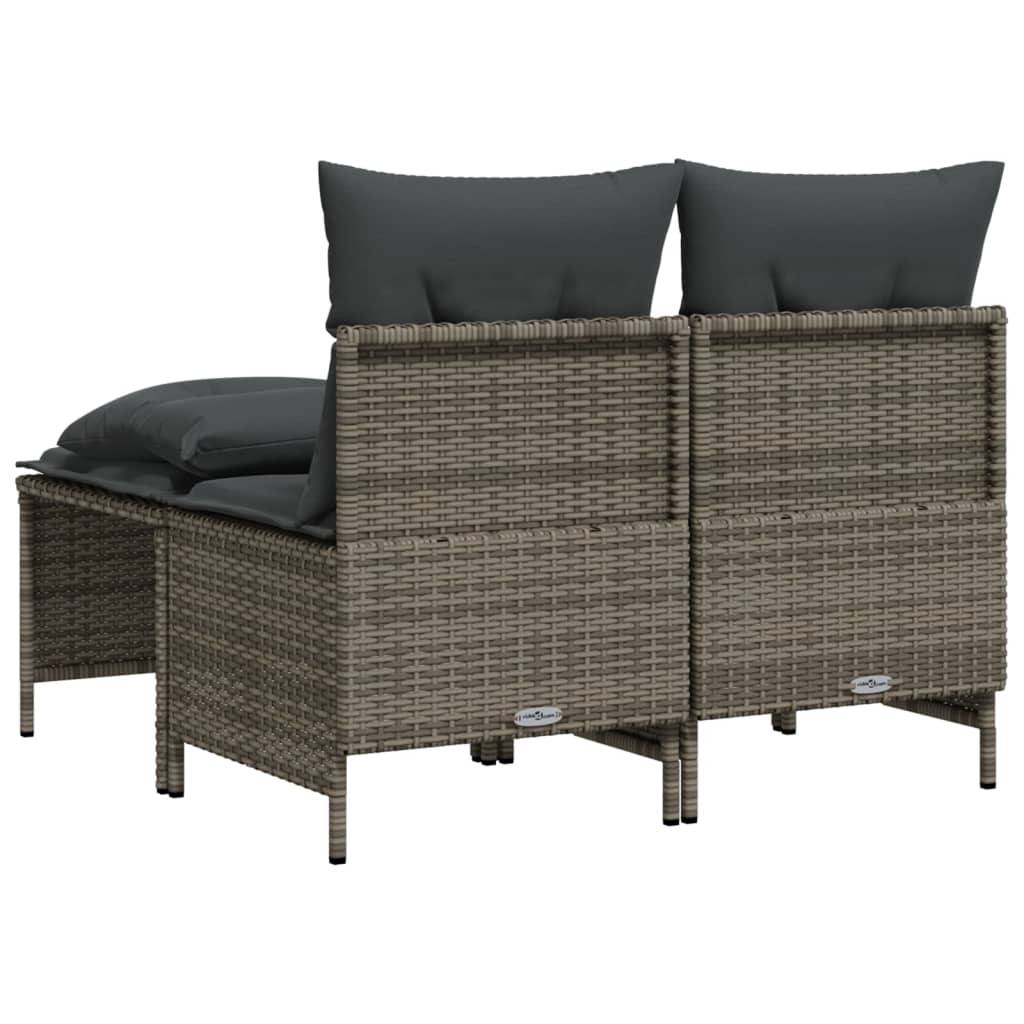 4-dijelni set vrtnih sofa od poliratana s jastucima sivi