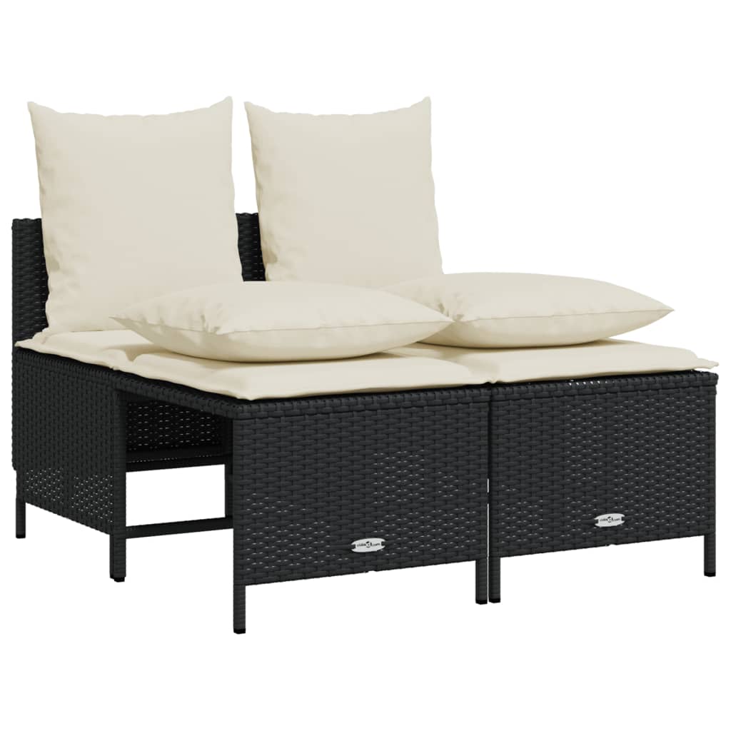 4-dijelni set vrtnih sofa od poliratana s jastucima crni
