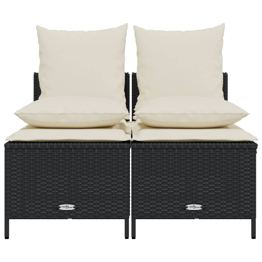4-dijelni set vrtnih sofa od poliratana s jastucima crni