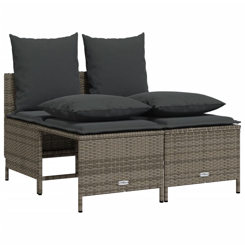 4-dijelni set vrtnih sofa od poliratana s jastucima sivi