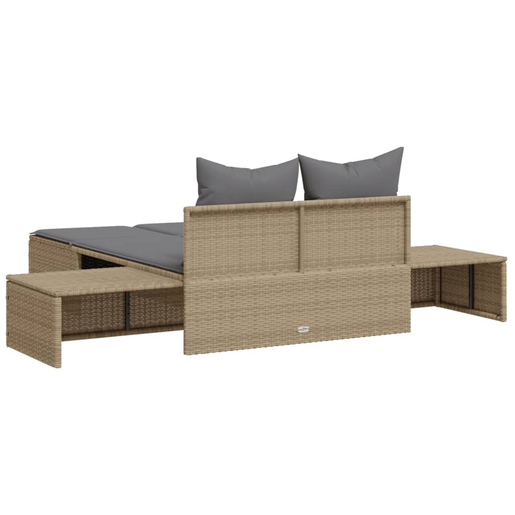 Dupla ležaljka za sunčanje s jastucima bež poliratan