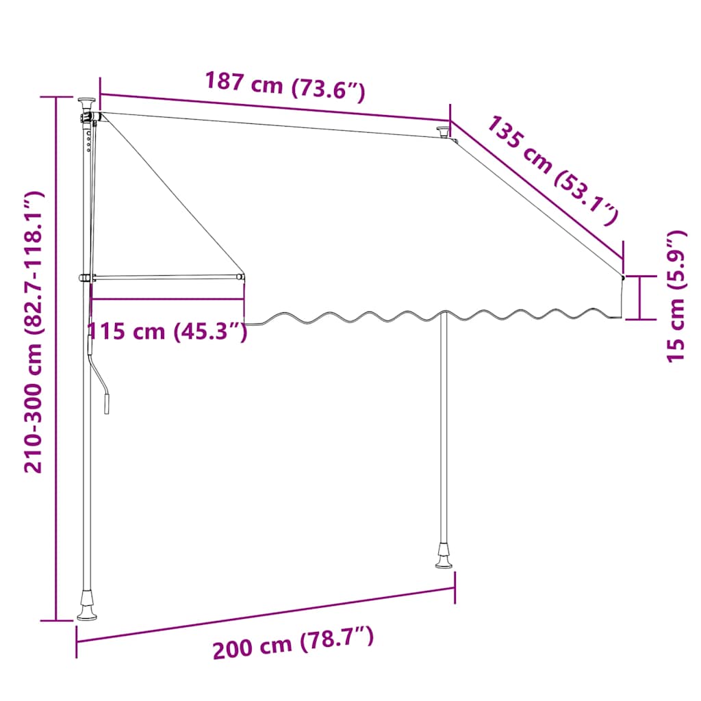 Tenda na uvlačenje krem 200 x 115 cm od tkanine i čelika