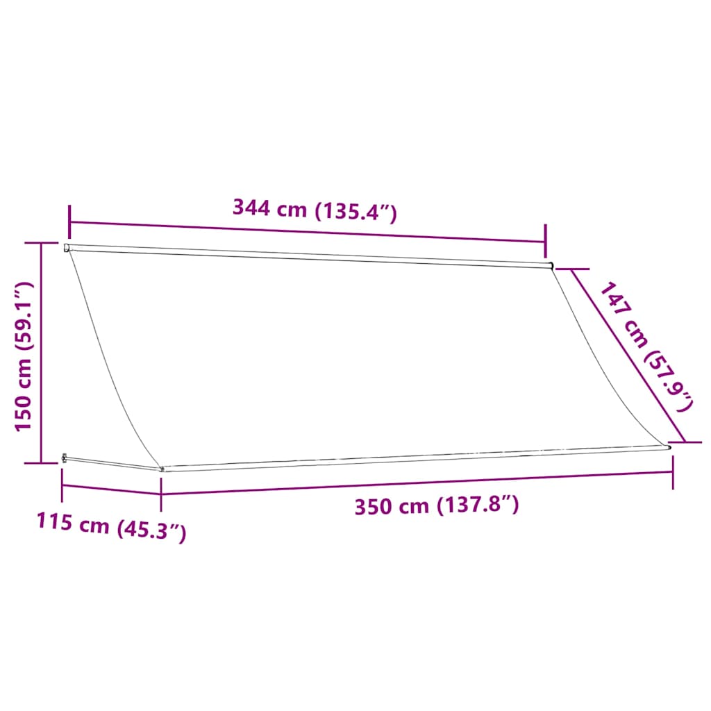 Tenda na uvlačenje antracit 350 x 150 cm od tkanine i čelika
