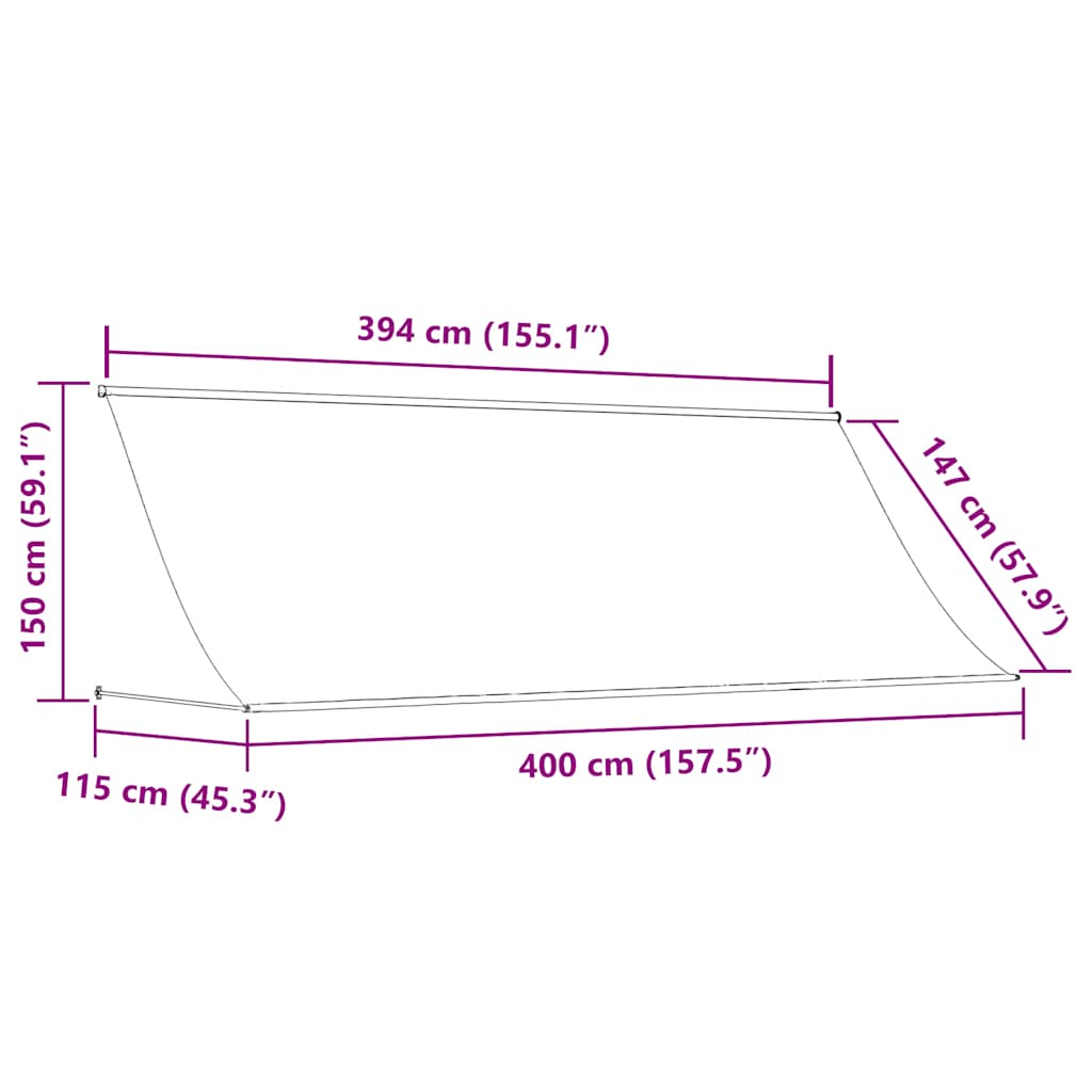 Tenda na uvlačenje krem 400 x 150 cm od tkanine i čelika