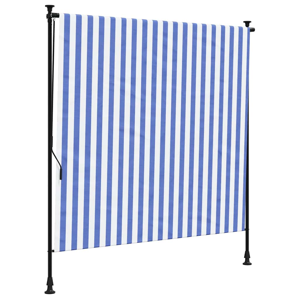 Vanjska roleta plavo-bijela 150 x 270 cm od tkanine i čelika