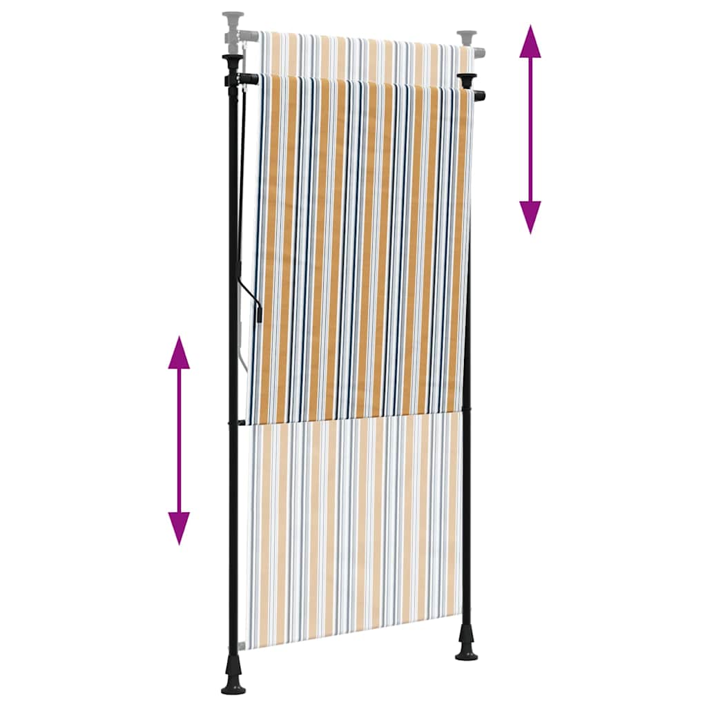 Vanjska roleta žuto-bijela 100 x 270 cm od tkanine i čelika