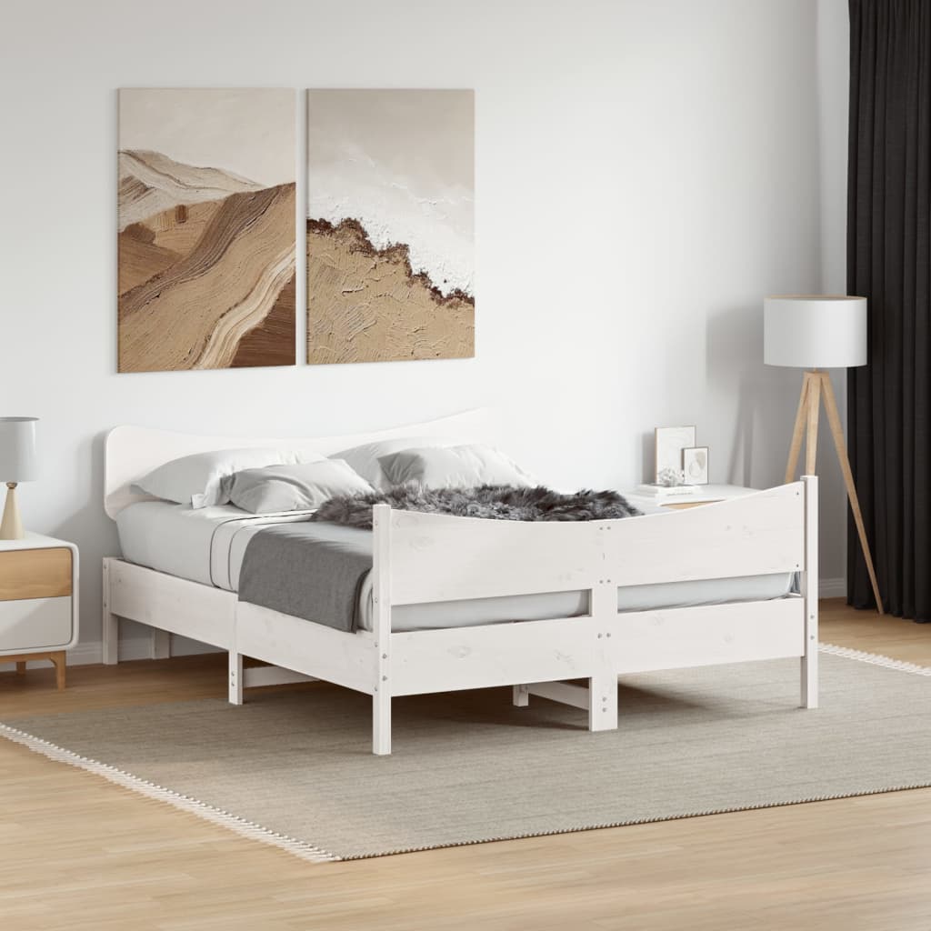 Okvir kreveta bez madraca bijeli 140x200 cm od masivne borovine