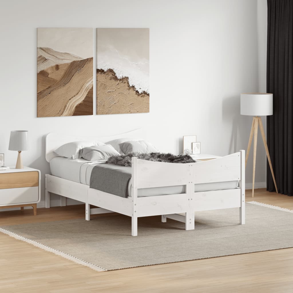 Okvir kreveta bez madraca bijeli 120 x 200 cm masivna borovina