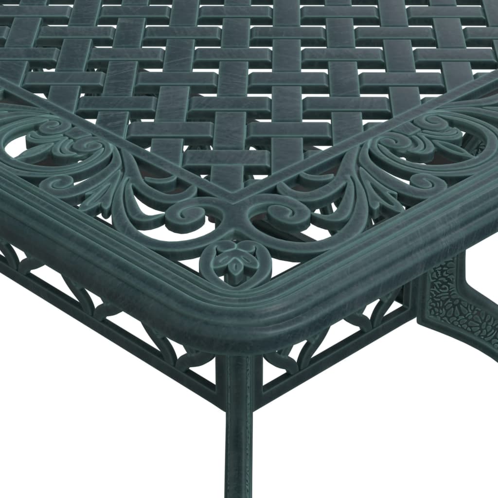 5-dijelni vrtni blagovaonski set zeleni lijevani aluminij