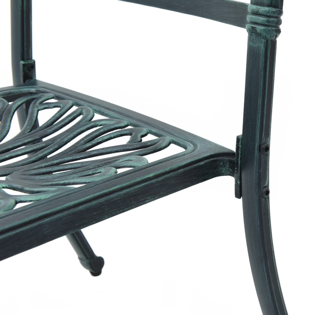 5-dijelni vrtni blagovaonski set zeleni lijevani aluminij