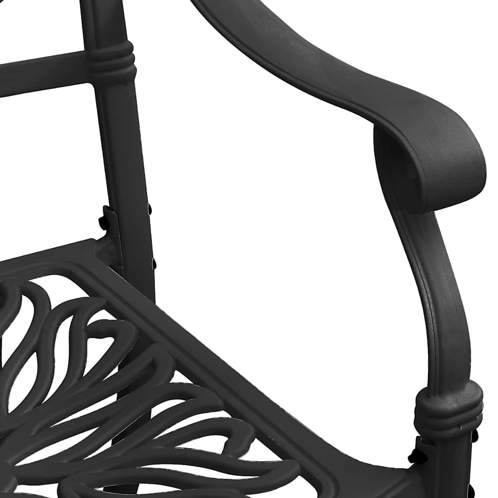 3-dijelni bistro set crni od lijevanog aluminija