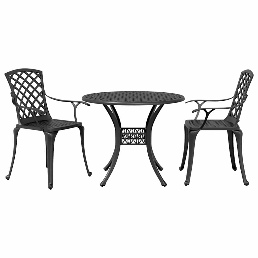 3-dijelni bistro set crni od lijevanog aluminija Crna