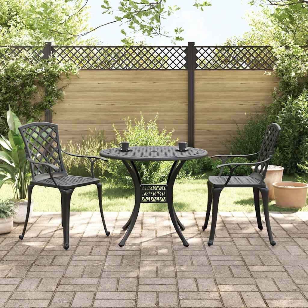 3-dijelni bistro set crni od lijevanog aluminija Crna