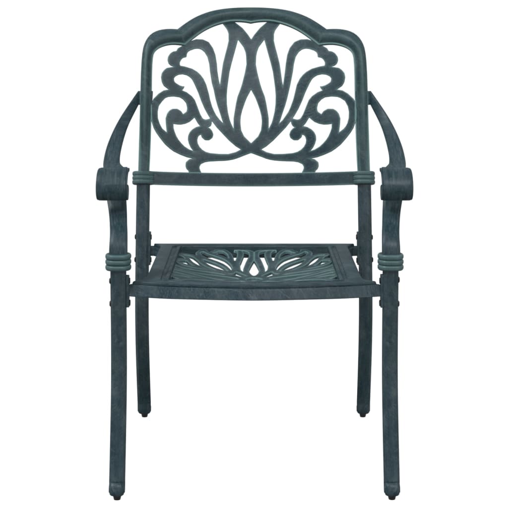 3-dijelni bistro set zeleni od lijevanog aluminija