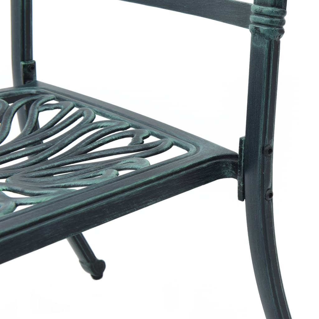 3-dijelni bistro set zeleni od lijevanog aluminija