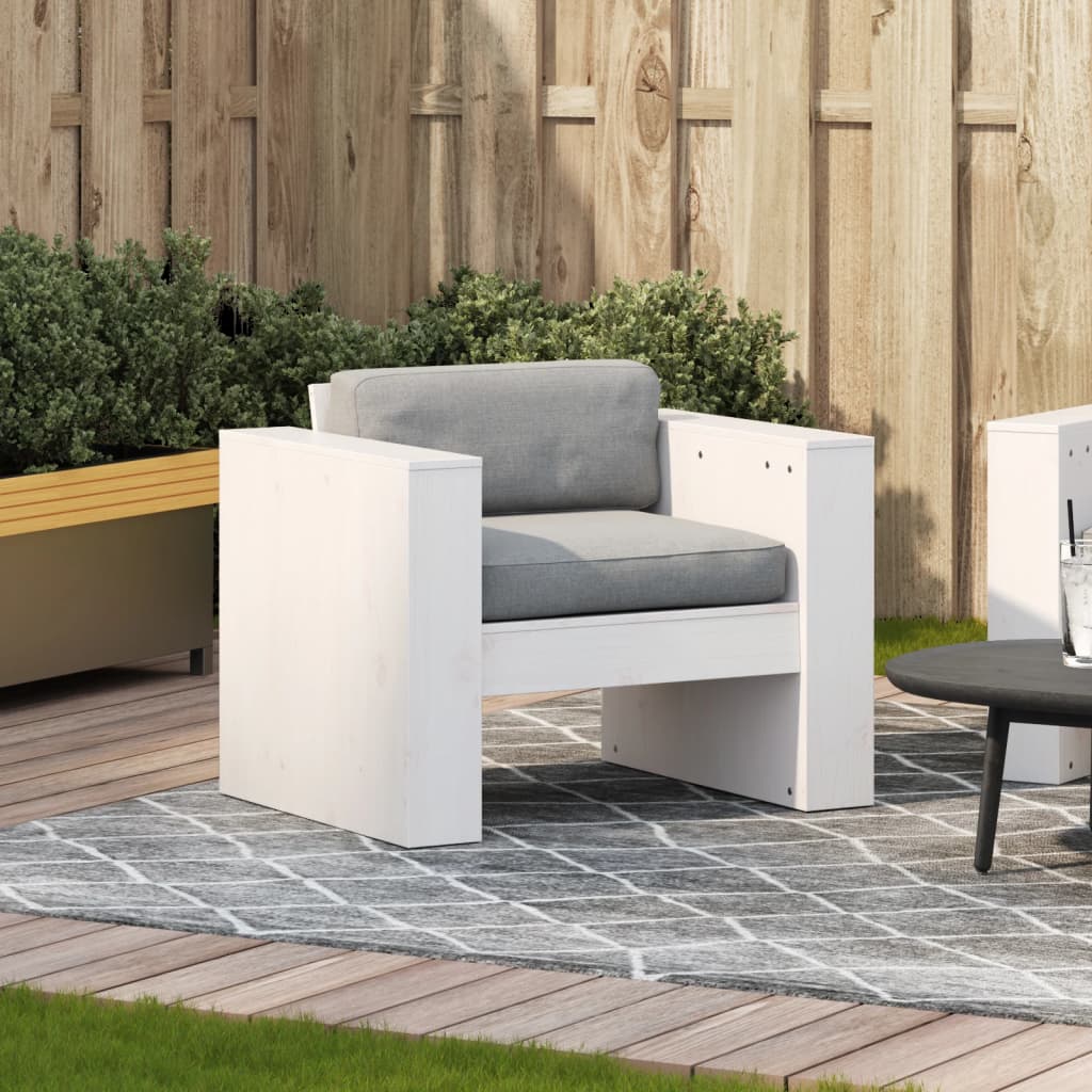 Vrtna sofa bijela 79 x 60 x 62 cm od masivne borovine