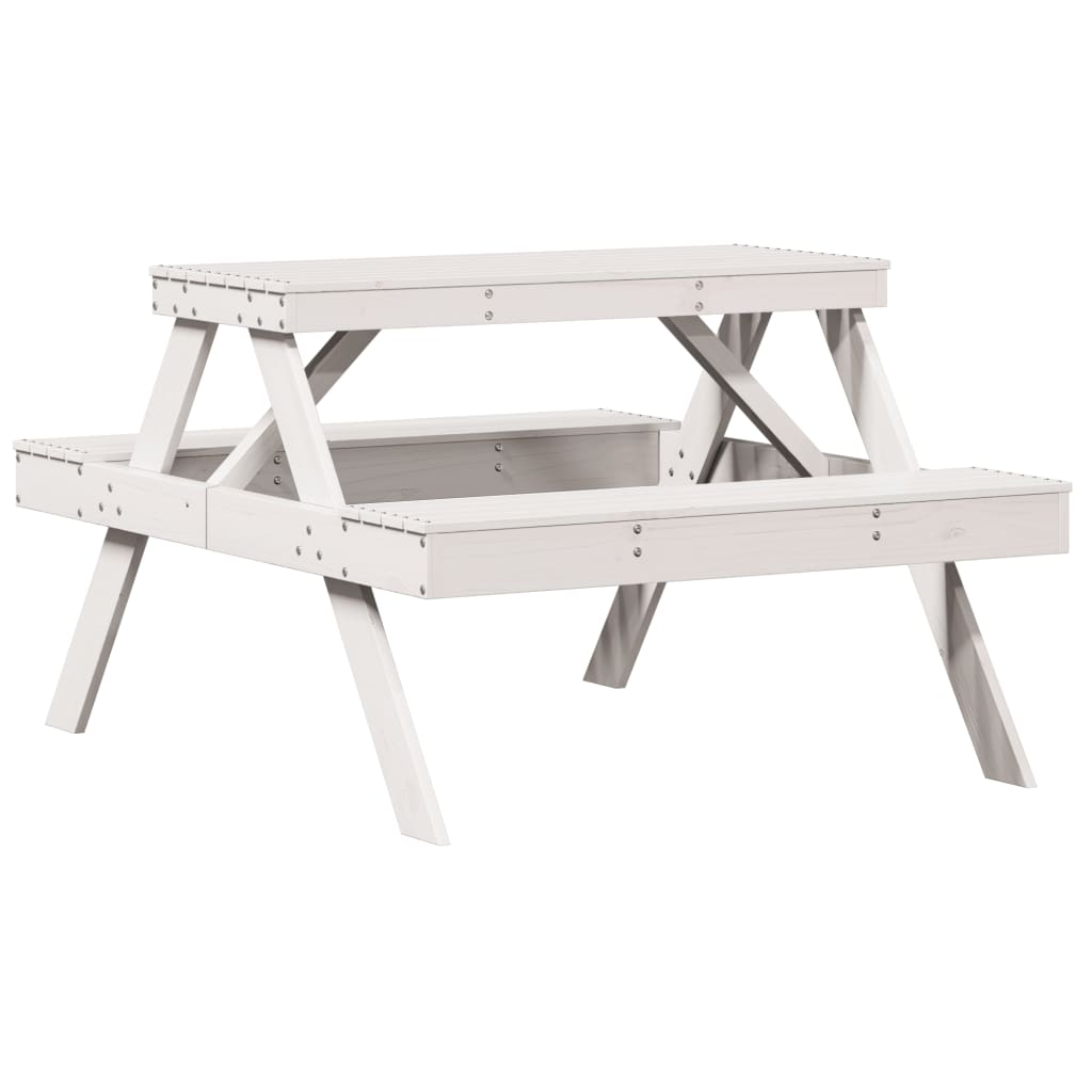 Stol za piknik bijeli 105 x 134 x 75 cm od masivne borovine