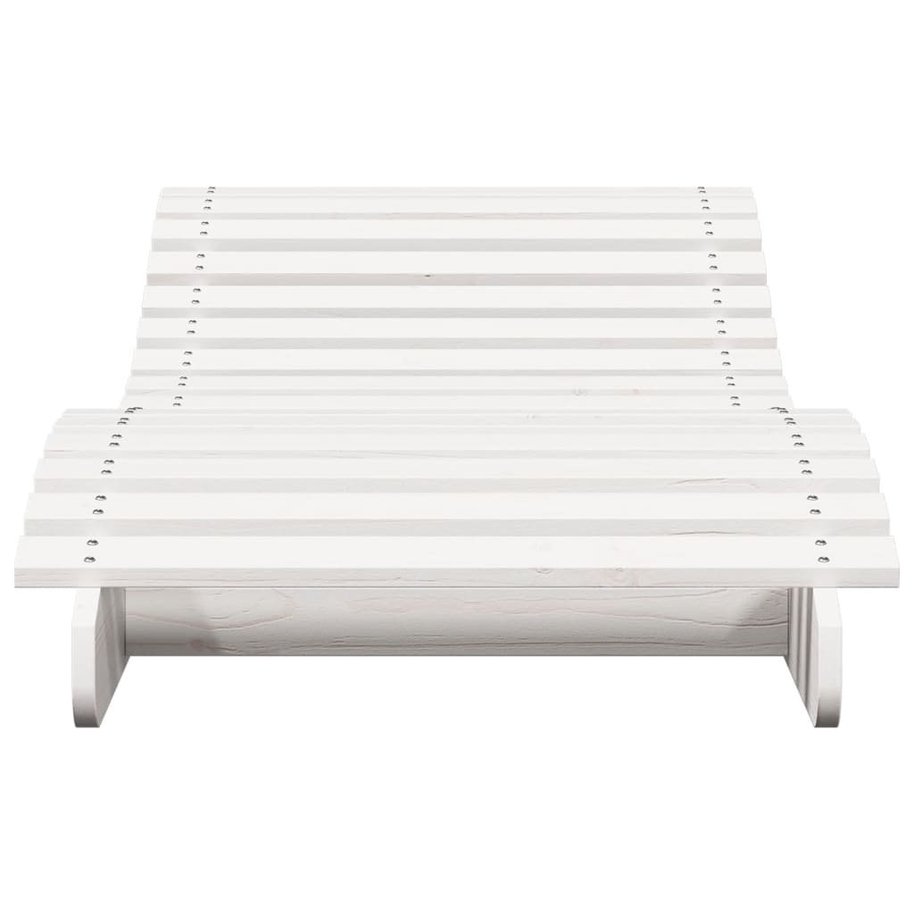 Ležaljka za sunčanje bijela 205x70x31,5 cm od masivne borovine
