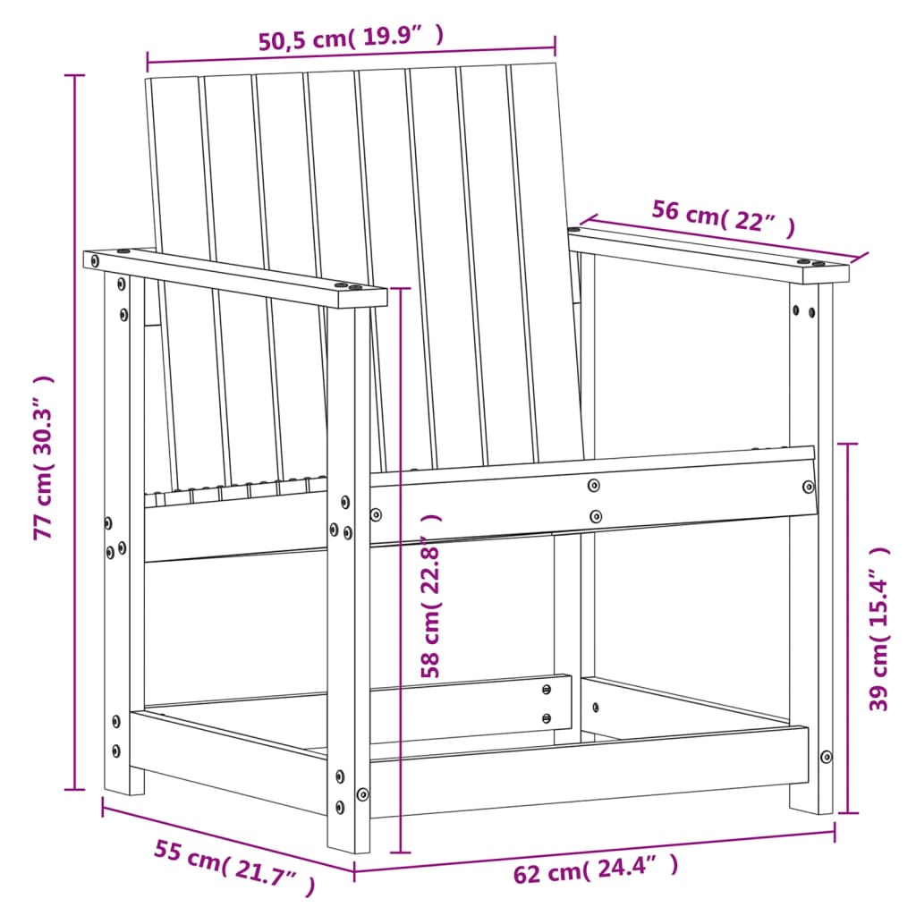 Vrtna stolica 62 x 56 x 77 cm od masivne borovine