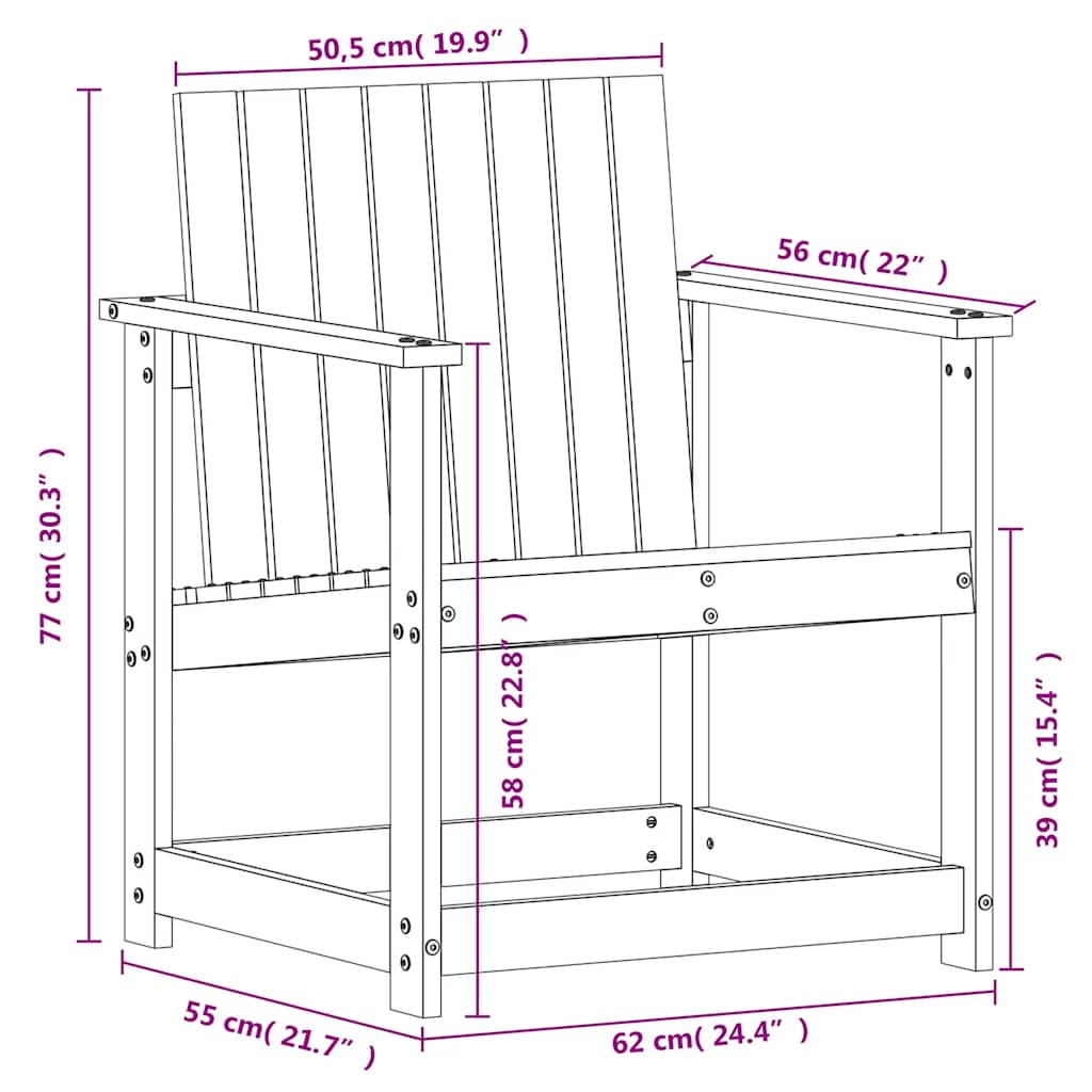 3-dijelna vrtna garnitura od masivne borovine