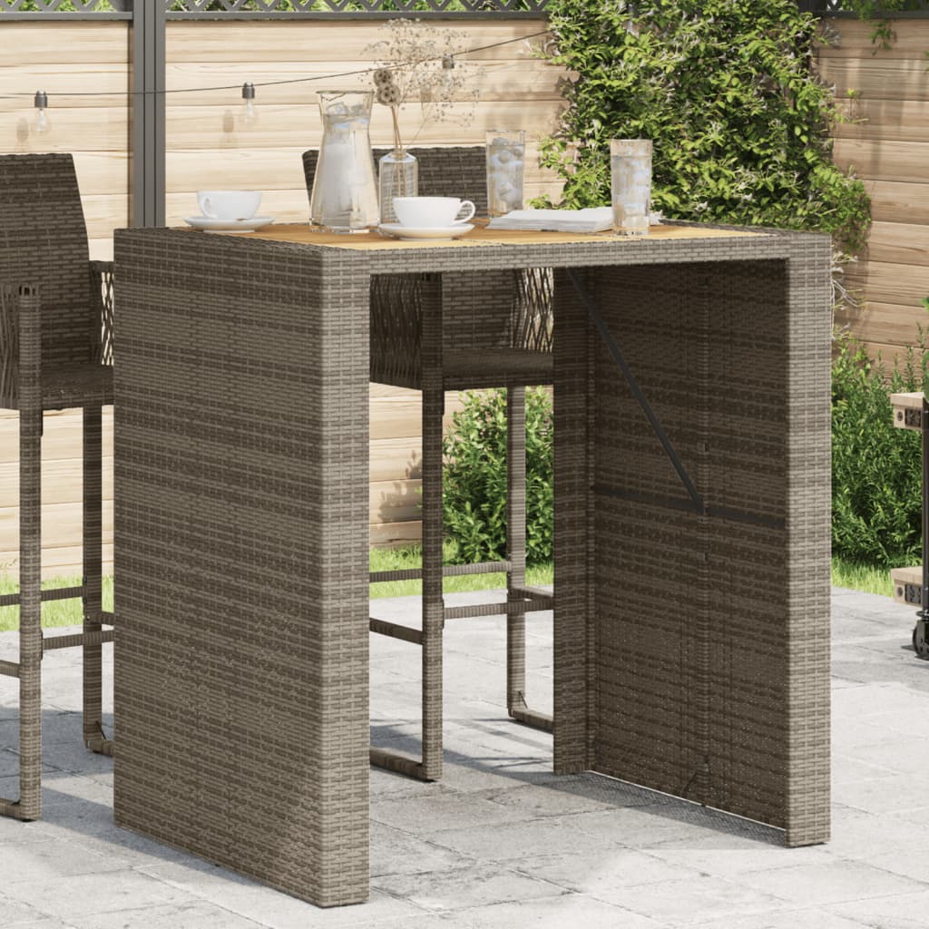 Vrtni barski stol s drvenom pločom sivi 105x80x110 cm poliratan