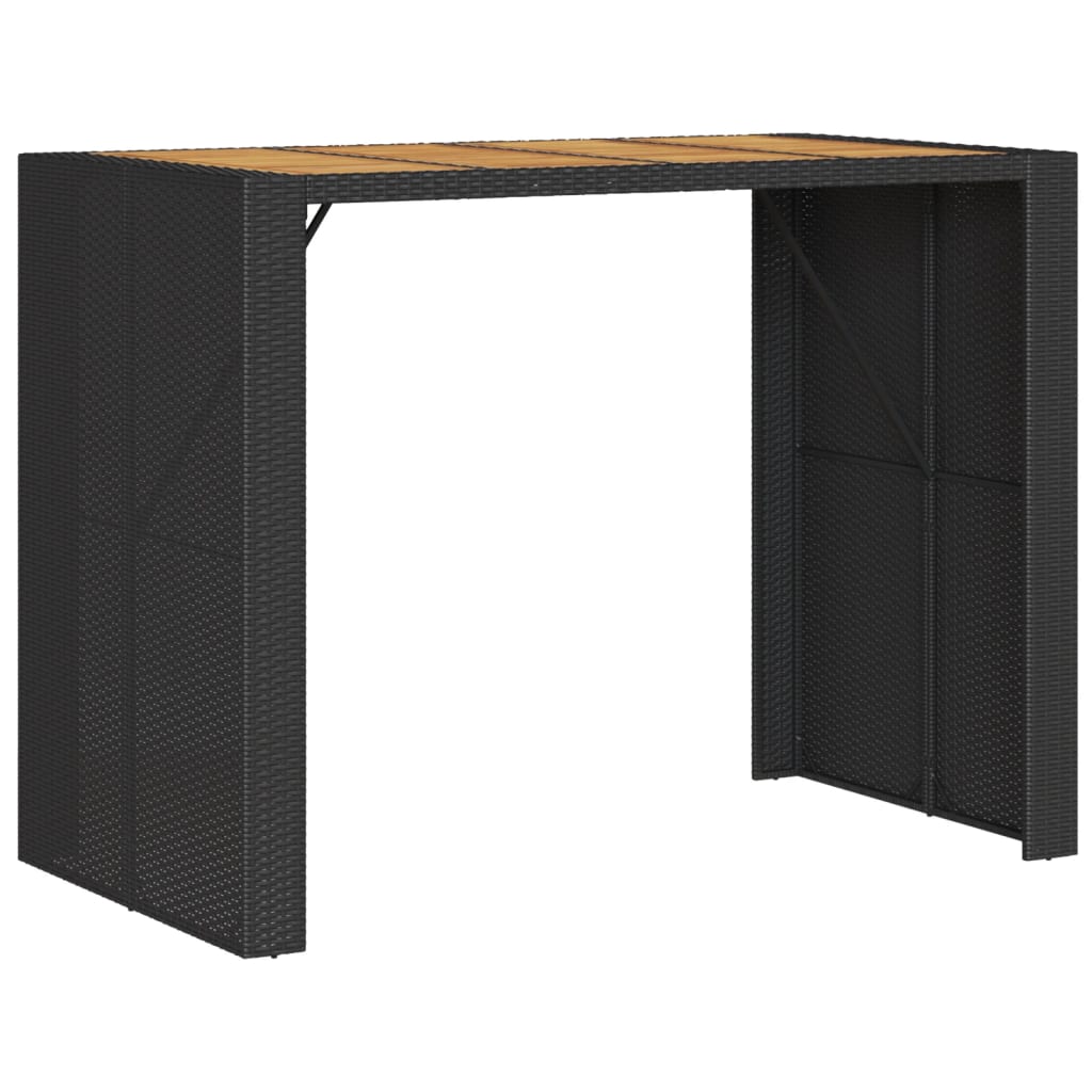 Vrtni barski stol s drvenom pločom crni 145x80x110 cm poliratan