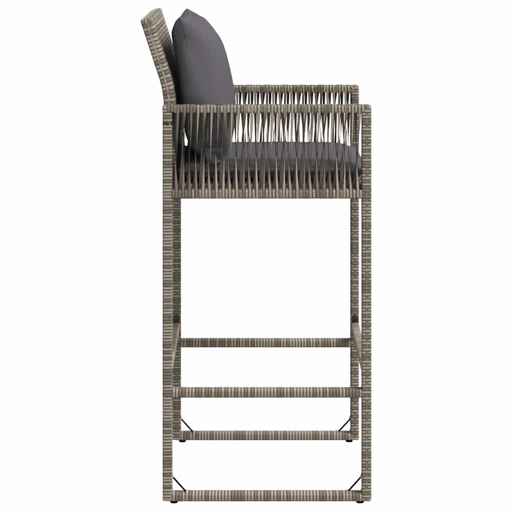 Vrtni barski stolci s jastucima 2 kom sivi od poliratana