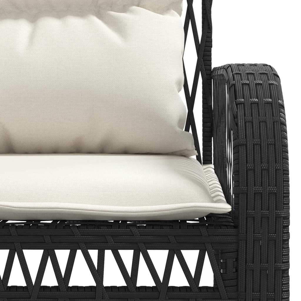 4-dijelni set vrtnih sofa od poliratana s jastucima crni