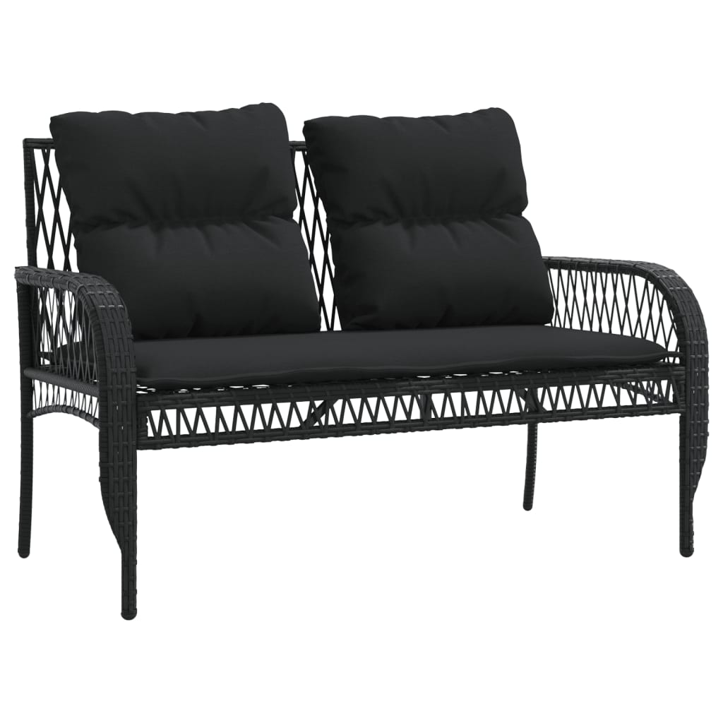 4-dijelni set vrtnih sofa od poliratana s jastucima crni
