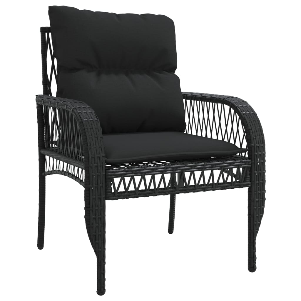 4-dijelni set vrtnih sofa od poliratana s jastucima crni