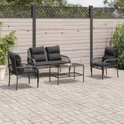 4-dijelni set vrtnih sofa od poliratana s jastucima crni