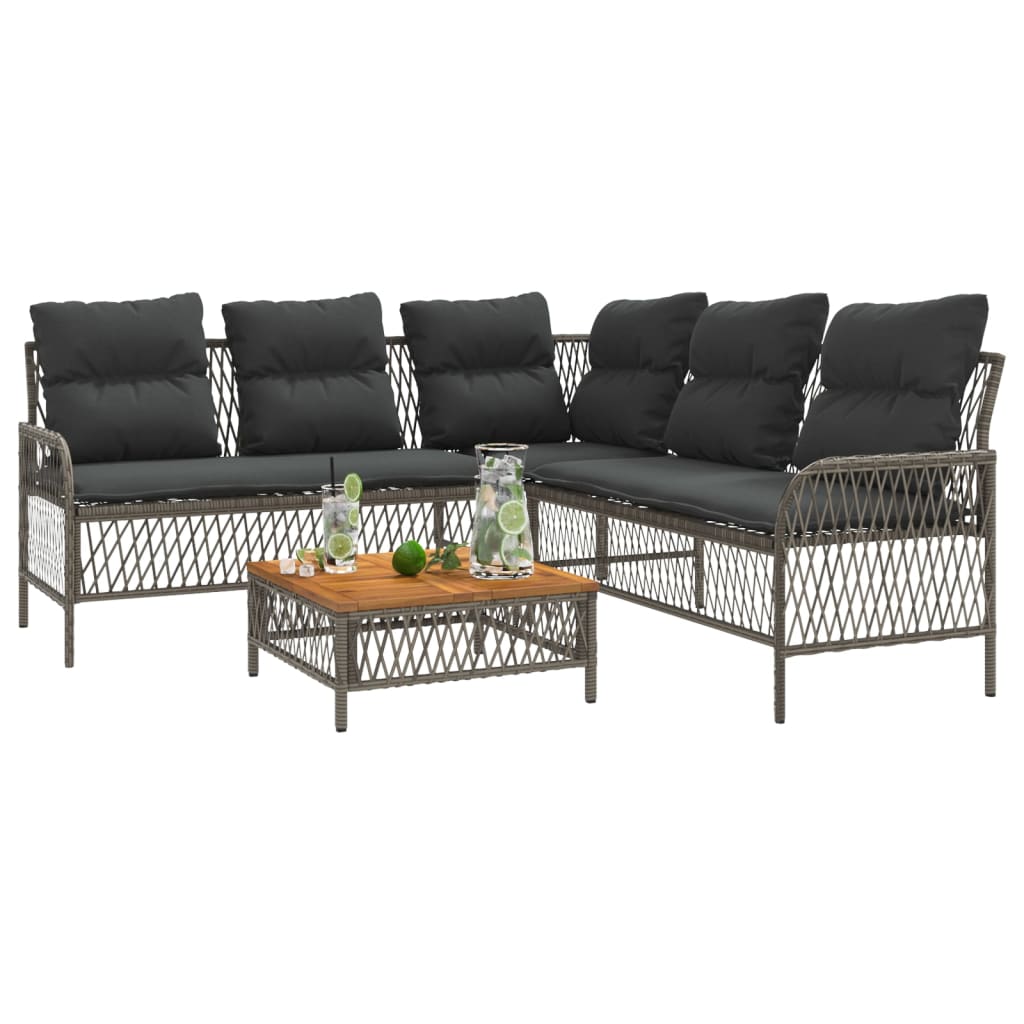 2-dijelna vrtna garnitura od poliratana s jastucima siva