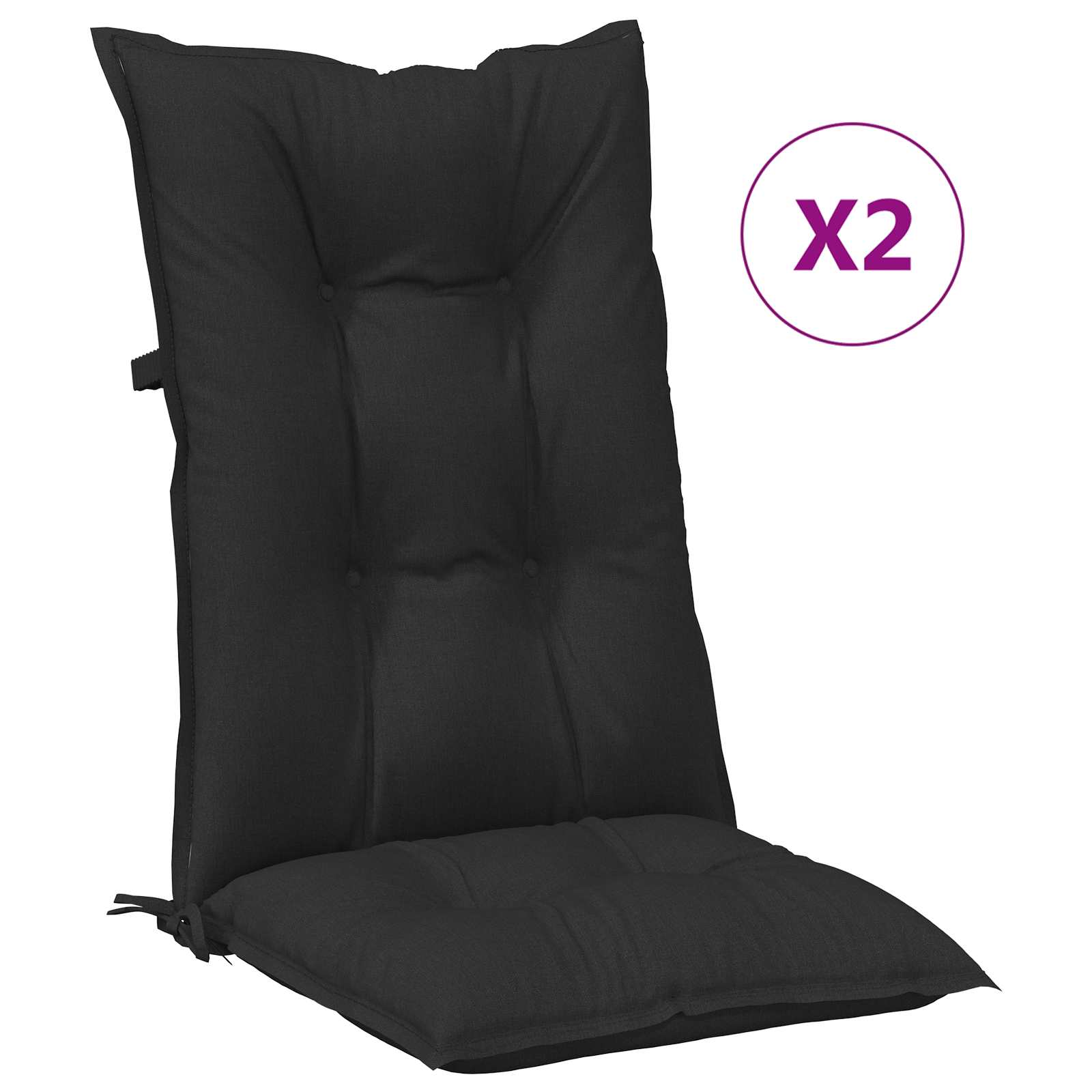 Set Jastučića za Stolicu s Visokim Naslonom 2 pcs Melange Crna
