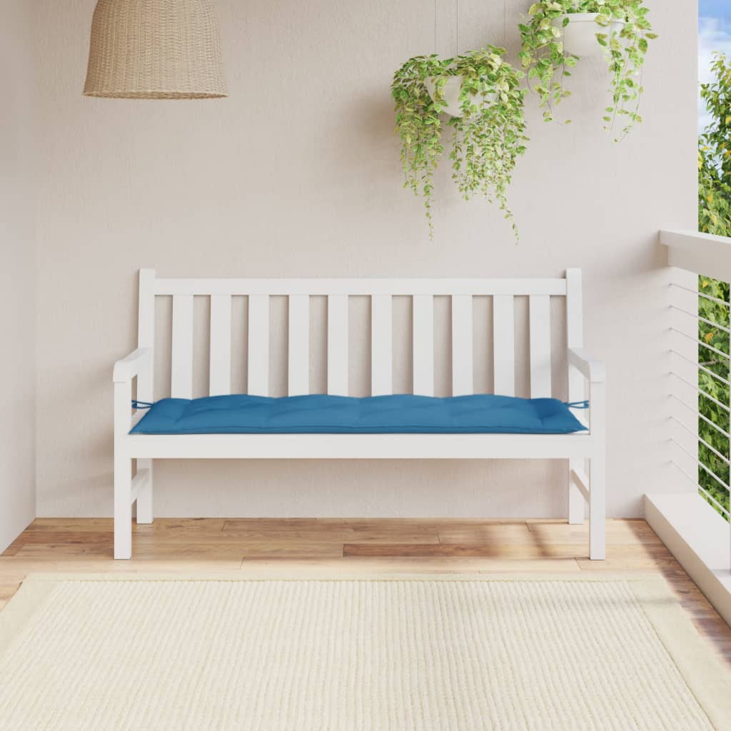 Jastuk za vrtnu klupu prošarano plavi 150 x 50 x 7cm od tkanine