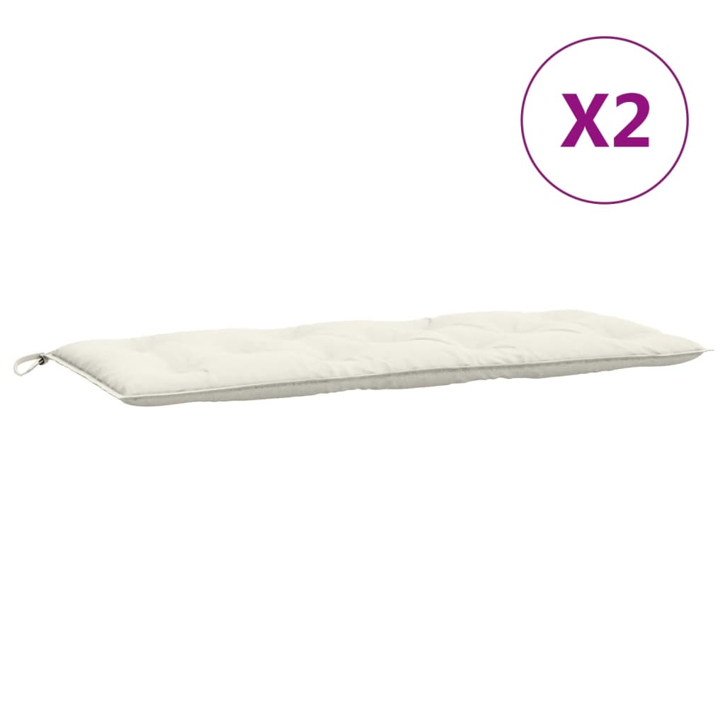 Jastuci za vrtnu klupu 2 kom prošarano krem 120x50x7 cm tkanina