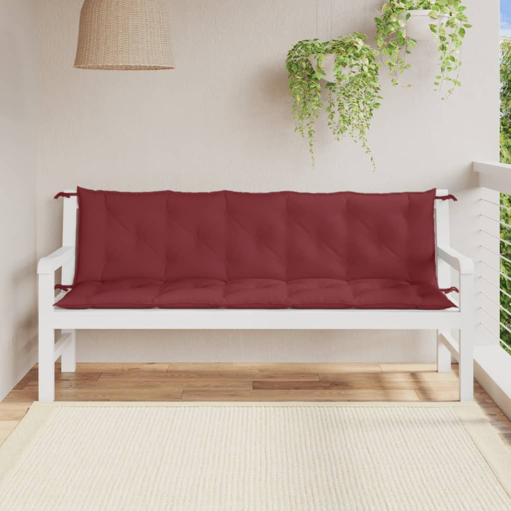 Jastuci za vrtnu klupu 2 kom Crvena vina 180x50x7 cm tkanina