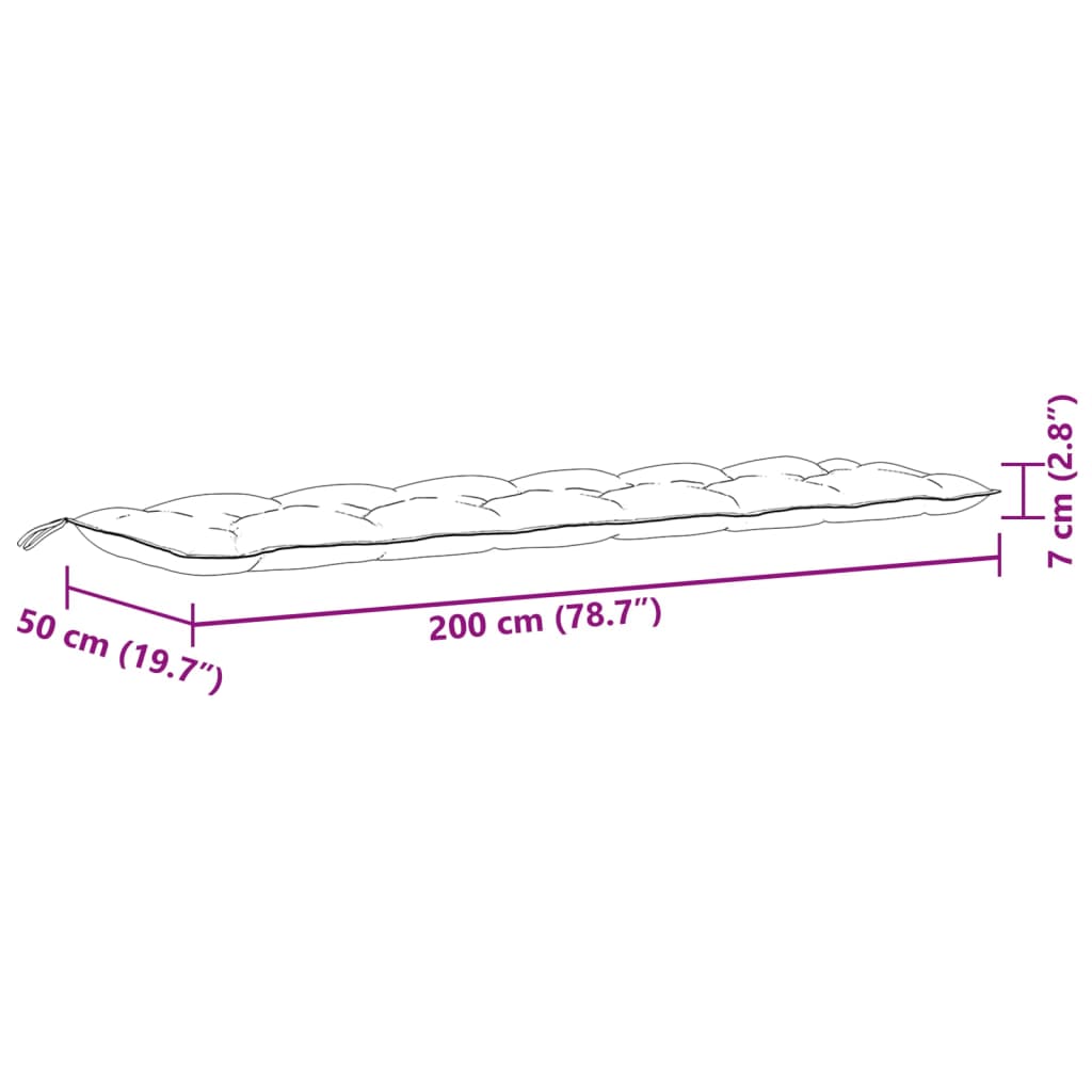 Jastuci za vrtnu klupu 2 kom bež 200x50x7 cm tkanine