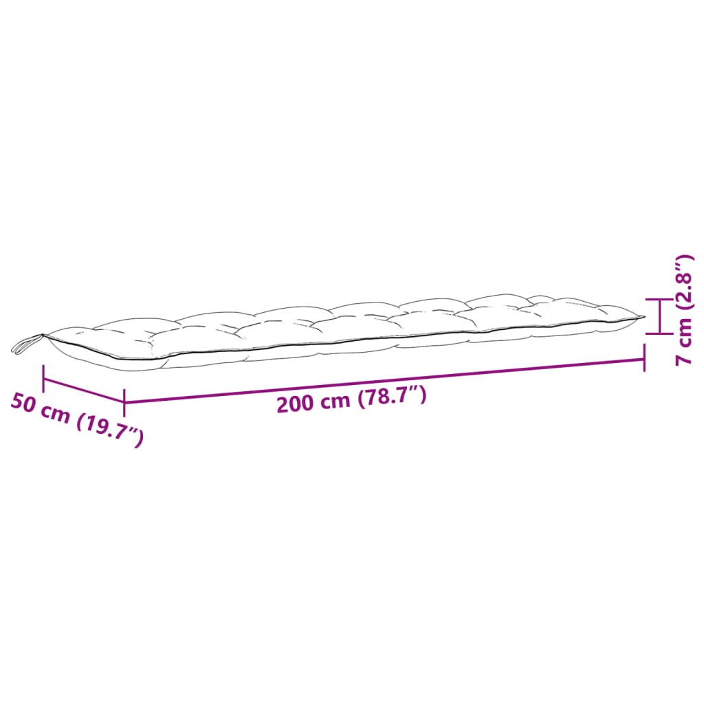 Jastuci za vrtnu klupu 2 kom Crvena vina 200x50x7 cm tkanina