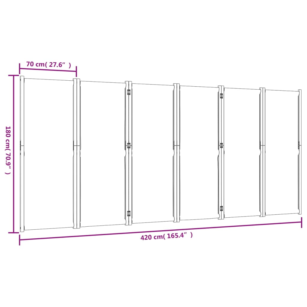 Sobna pregrada s 6 panela svjetlosiva 420x180 cm