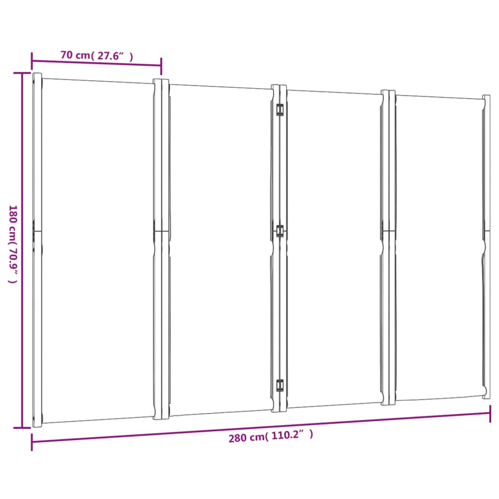 Sobna pregrada s 4 panela smeđesiva 280x180 cm